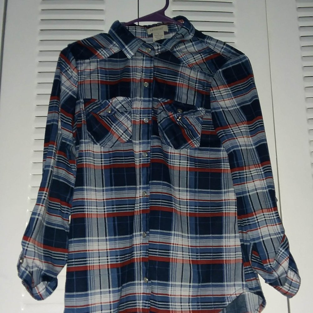 Plaid button down shirt